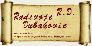 Radivoje Dubaković vizit kartica